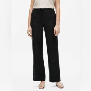 Tencel & Organic Linen Slub Straight Pant Easy Fit Full Length Black NWT